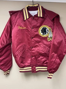 RARE Vintage WASHINGTON REDSKINS NFL Satin Jacket w Zip Hood John Gilmore Co 44 - Bild 1 von 13