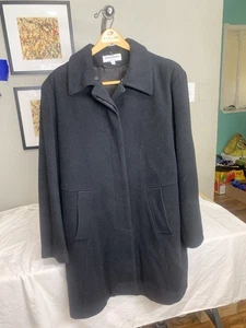 Jonathan Michael Wool Blend Black Long Women’s Overcoat Size 14 Coat - Picture 1 of 15