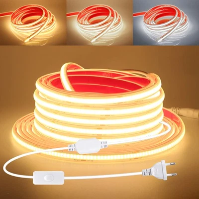 230V COB LED Streifen Wasserdicht Lichtband Selbstklebend Außen Beleuchtung - Bild 1 von 4