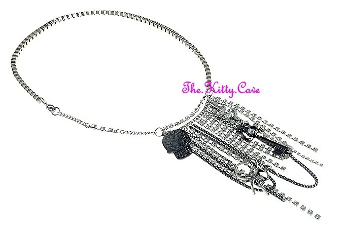 Silber Rock Punk Tribal Retro Fransen Kristall Wasserfall Quaste - Bild 1 von 1