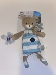 New Chicco Pocket Buddies Bear Security Blanket Lovey Pacifier Holder
