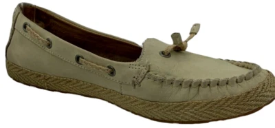 UGG Chivon Moccasins Women's Beige Leather Espadrille Flat SlipOn Shoes Flats~10 - Image 1 of 4