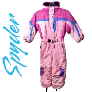 SPYDER Vintage Girl's Pink Retro Tie Dye Ski Snow Jumpsuit Stowed Hood, Size 5 - Picture 1 of 15