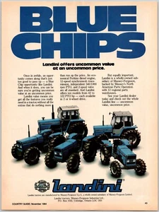 Anuncio impreso Landini Tractors 1984 Blue Chips Massey Ferguson Uxbridge Ontario - Imagen 1 de 1