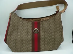 Vintage Victor Hugo Brown Single Handle Hand Bag w/ Letter Logo Pattern - Picture 1 of 8