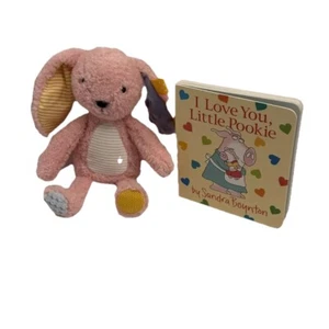 I Love You, Little Pookie Baby Board Book & Sensory Snuggle Pink Rabbit Lovey 5” - Picture 1 of 2