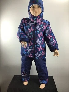 Skianzug,Mädchen,Zweiteiler,86,92,98,110, dunkelblau/pinkKapuze,Latzhose - Bild 1 von 11