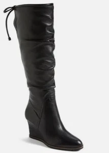 Franco Sarto Dominion Women's Black Wedge Knee High Boot 7.5 New - Picture 1 of 10