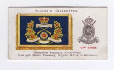 Players Drum Banners & Cap Badges 1924 #36 Hampshire Yeomanry (Carabiniers) 