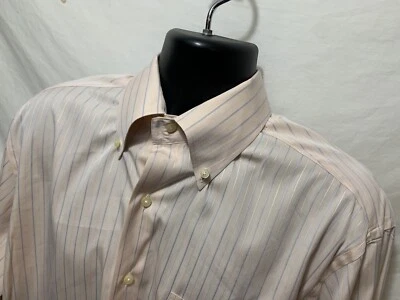 Tommy Bahama Mens Long Sleeve Cotton Dress Shirt Peach Striped Sz 16 34-35 - Image 1 of 4