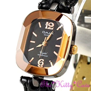 Reloj Omax CN7796 Damas Hematita Pl Seiko Corte Vidrio Cobre Cuero Mineral - Imagen 1 de 12
