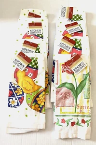 Easter Kitchen Hand Towels New with Tags - 100% Cotton Lot of 8 NOS Chicks Eggs - Picture 1 of 4