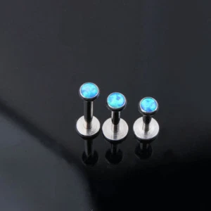 16G Labret Nose Ring Opal Gem Round Tragus Lip Ring Ear Cartilage Stud Earring - Picture 1 of 3