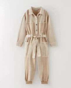 Mono cargo combinado con puños ZARA caqui beige tostado bolsillos niñas 13/14 - Imagen 1 de 10