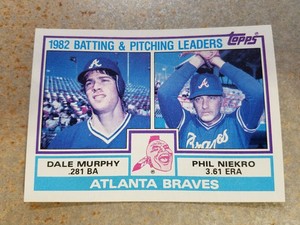 Dale Murphy Phil Niekro 1983 TOPPS BLUE, BLACK & WHITE TEST PROOF V2