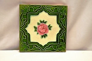 Antique Tiles Art Nouveau Ceramic Majolica DK Japan Architectural Decorative"L6 - Picture 1 of 4