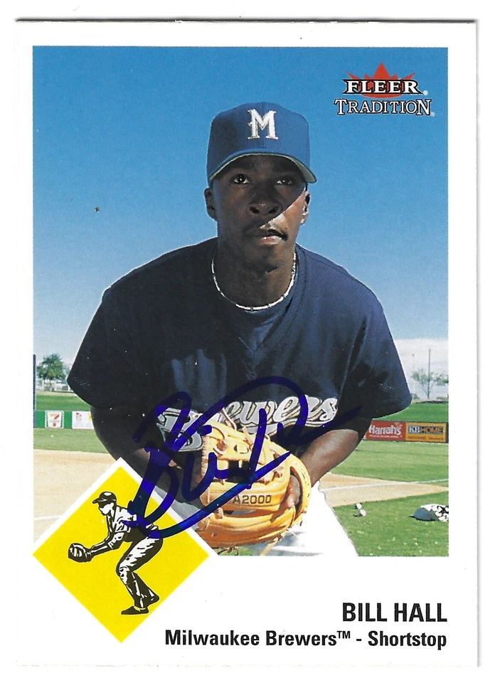 Tarjeta firmada por Bill Hall Milwaukee Brewer Orioles Marineros Gigantes Medias Rojas Astros Foto 1 de 1