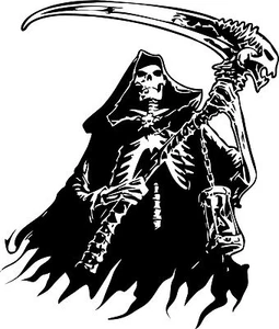 Grim Reaper Skeleton Skull Car Tattoo Boat Truck Window Vinyl Decal Sticker - Foto 1 di 2