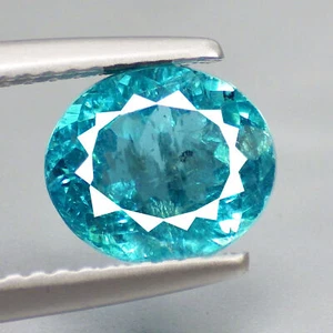 1,95 ct exquisite ovale (8 x 7) natürliche Paraiba neongrün blau Apatit Edelsteine - Bild 1 von 5