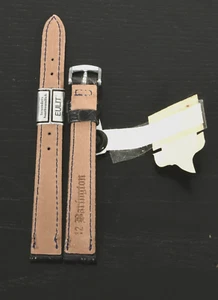 Barington Uhrenarmband Echt Kroko schwarz nachtblau silberne Schließe IRV Cites - Bild 1 von 5
