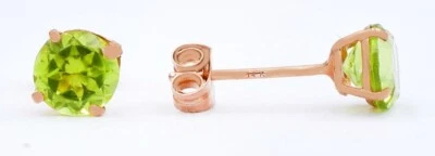 GENUINE 1.60 Cts PERIDOT STUD EARRINGS 14K ROSE GOLD - Free Appraisal Service - Image 1 of 4