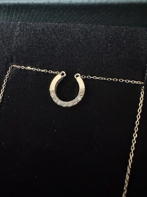 Genuine Diamond Luck Necklace in 14K Solid YELLOW Gold For Women - Image 1 of 4