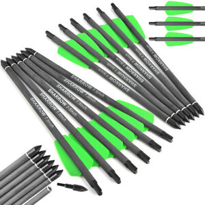 7.5" 15'' Crossbow Bolts Carbon Arrows 2" Vanes Point Tips Archery Hunting Shoot