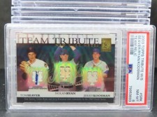 2003 Topps Tribute Nolan Ryan Seaver Koosman Team Jersey Bat Relic 058/275 PSA 8
