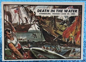 VINTAGE 1962 TOPPS CIVIL WAR NEWS TRADING CARD #69 "DEATH IN THE WATER", EX/NM