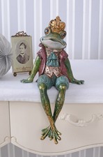 Froschfigur Kantenhocker Frosch mit Krone Kantensitzer Märchen Frosch Barock neu