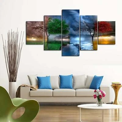Multi Panel Print 4 Seasons Canvas 5 Piece Four Wall Art Landscape Picture - Image 1 of 4