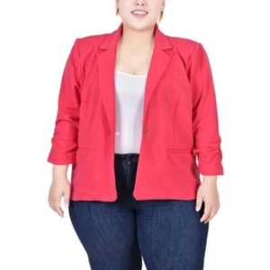 Ny Collection Plus Size Long Sleeve Scuba Crepe Jacket 1X Azalea - Picture 1 of 1