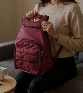 Lug Purple Nylon Backpack With Multiple Pockets & Adjustable Straps - Picture 1 of 17