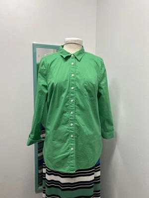 Talbots Shirt Women Petite Size XLP Kelly Green Boyfriend Shirt Casual Preppy - Image 1 of 4