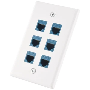 6 Ethernet Wand Platte 6 Port, Ethernet Wand Platte Buchse-Buchse Abnehmba5664 - Afbeelding 1 van 6