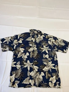 VTG Campia Moda Shirt Size XL Button-Up Hawaiian Camp Floral 100% Rayon Blue - Picture 1 of 7