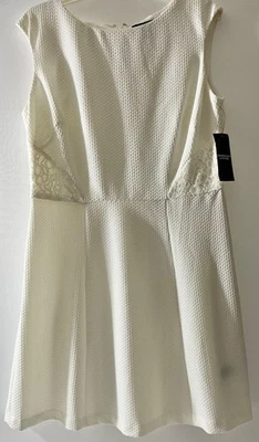 Vestido para mujer American Living talla 14 blanco mezcla de poliéster sin mangas línea A Foto 1 de 4