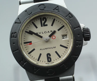 [Exc+5] BVLGARI Alminium AL29TA Silver Black 29mm Reloj de cuarzo para mujer ... - Imagen 1 de 4