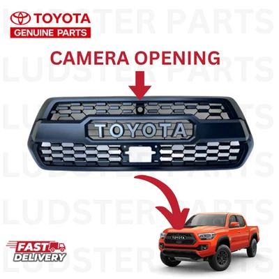 2016-2023 TOYOTA TACOMA TRD PRO GRILLE BLACK W/SILVER GRAY LETTERS GENUINE OEM - Image 1 of 3