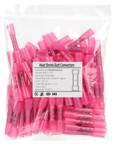 Conectores a tope termorretráctiles rojos 100 piezas AWG22-16, calor impermeable de grado marino... - Imagen 1 de 7
