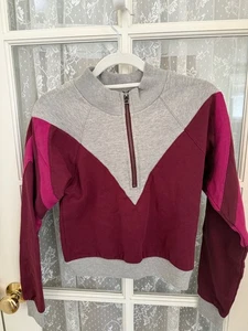 urban outfitters s-p Kinder Pullover Sweatshirt grau/maroon Halfway Zip - Bild 1 von 4