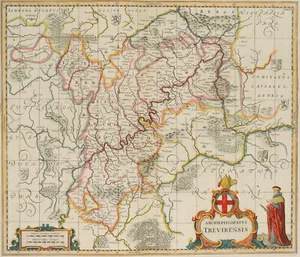 J. BLAEU (1596-1673), Landkarte. Erzbistum Trier, um 1645, Kupferstich Barock - Picture 1 of 5