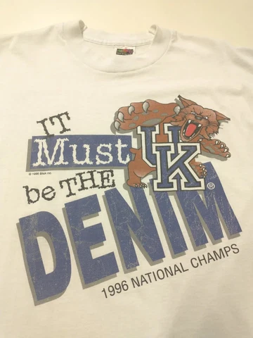 Vtg HTF Kentucky Wildcats UK 1996 National Champs It Must be the Denim T-shirt L Cover