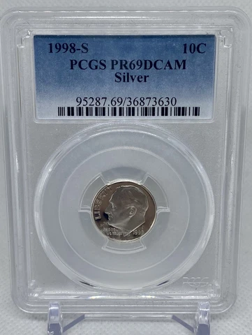 1998 S SILVER ROOSEVELT DIME 10C PCGS PR69DCAM Cover