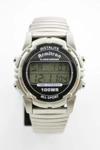 Armitron All Sport Men Watch Stretch Stainless Chron Alarm Date 24h 100ft Quartz - Picture 1 of 6