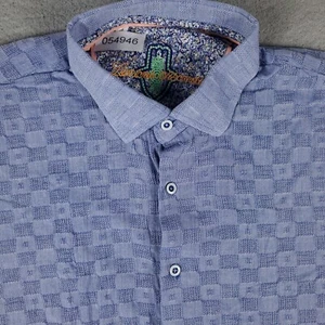 Visconti Shirt Mens Size XL Blue Check Casual Button Up Short Sleeve - Picture 1 of 7