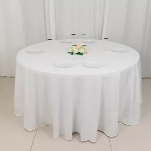 120" White 100% COTTON ROUND TABLECLOTH High Quality Catering Home Dinner Linens - Picture 1 of 8