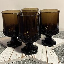 4 Vintage 1960s Tiffin Franciscan Madeira Heavy Brown Small Footed Goblets 6 Oz.