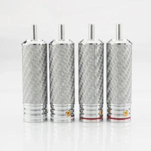 4pcs Carbon Fiber RCA Plug Rhodium Plated RCA Connector DIY Hifi Audio Cable - Picture 1 of 10