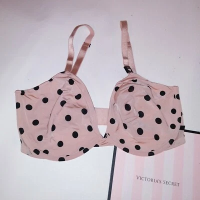 Sujetador Victoria Secret Sin Forro Demi Crema Negro Lunares Con Aros Nuevo  Foto 1 de 4